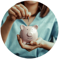 Saving money with a piggy bank