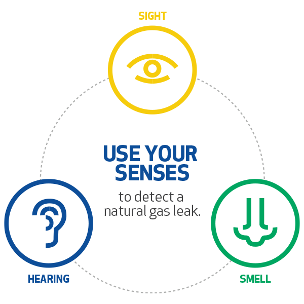 Detect a leak with hearing smell and sight