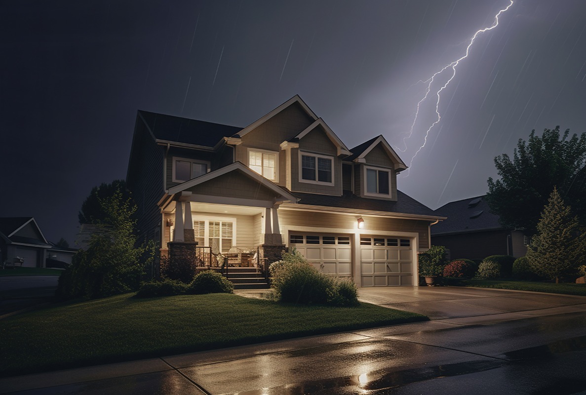House during a thunderstorm